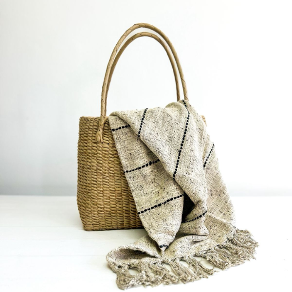 Sable Dune Throw - Beige/Black Stripes 